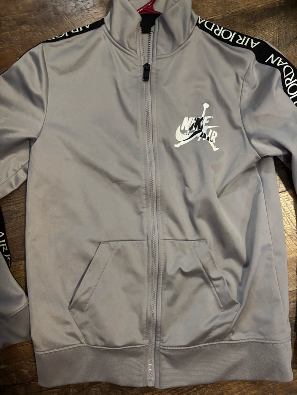 Jordan Light Gray Full-Zip Track Jacket with White Logo